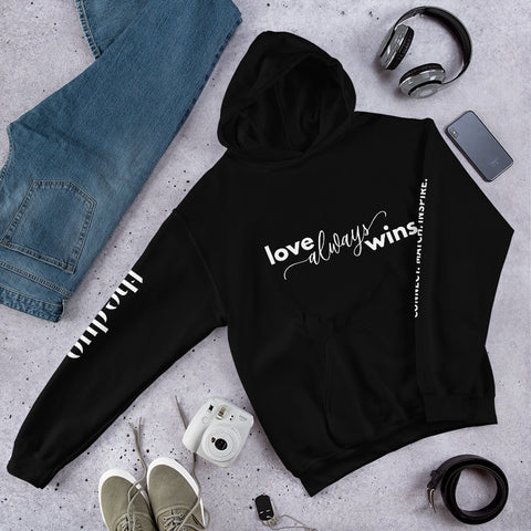 Love Always Wins - White Text Unisex Hoodie