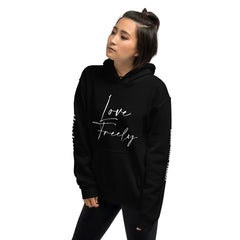 Love Freely - Decor Sleeve  White Text Unisex Hoodie