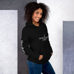 More Love - Decor Sleeve  White Text Unisex Hoodie copy