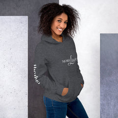 More Love - Decor Sleeve  White Text Unisex Hoodie copy