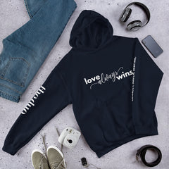 Love Always Wins - White Text Unisex Hoodie