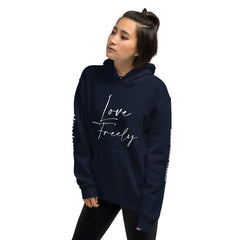 Love Freely - Decor Sleeve  White Text Unisex Hoodie