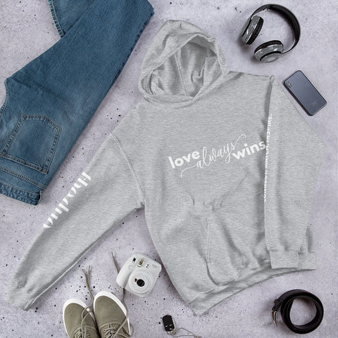 Love Always Wins - White Text Unisex Hoodie