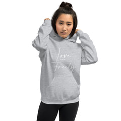 Love Freely - Decor Sleeve  White Text Unisex Hoodie