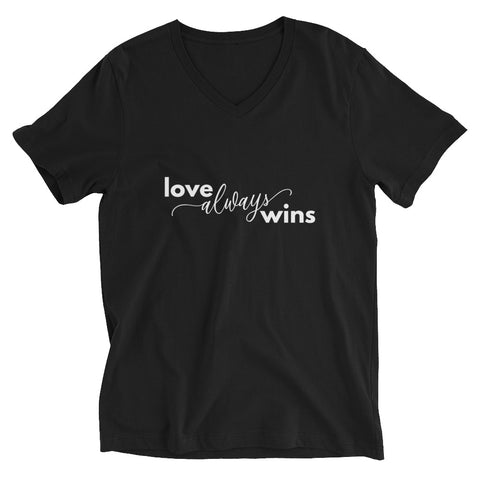 Love Always Wins -  The Duo Unisex Short Sleeve V-Neck T-Shirt (Black)