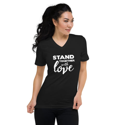 Stand Together - The Duo Unisex Short Sleeve V-Neck T-Shirt (Black)