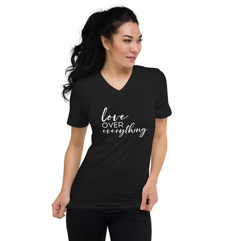 Love Over Everything - The Duo Unisex Short Sleeve V-Neck T-Shirt (Black)